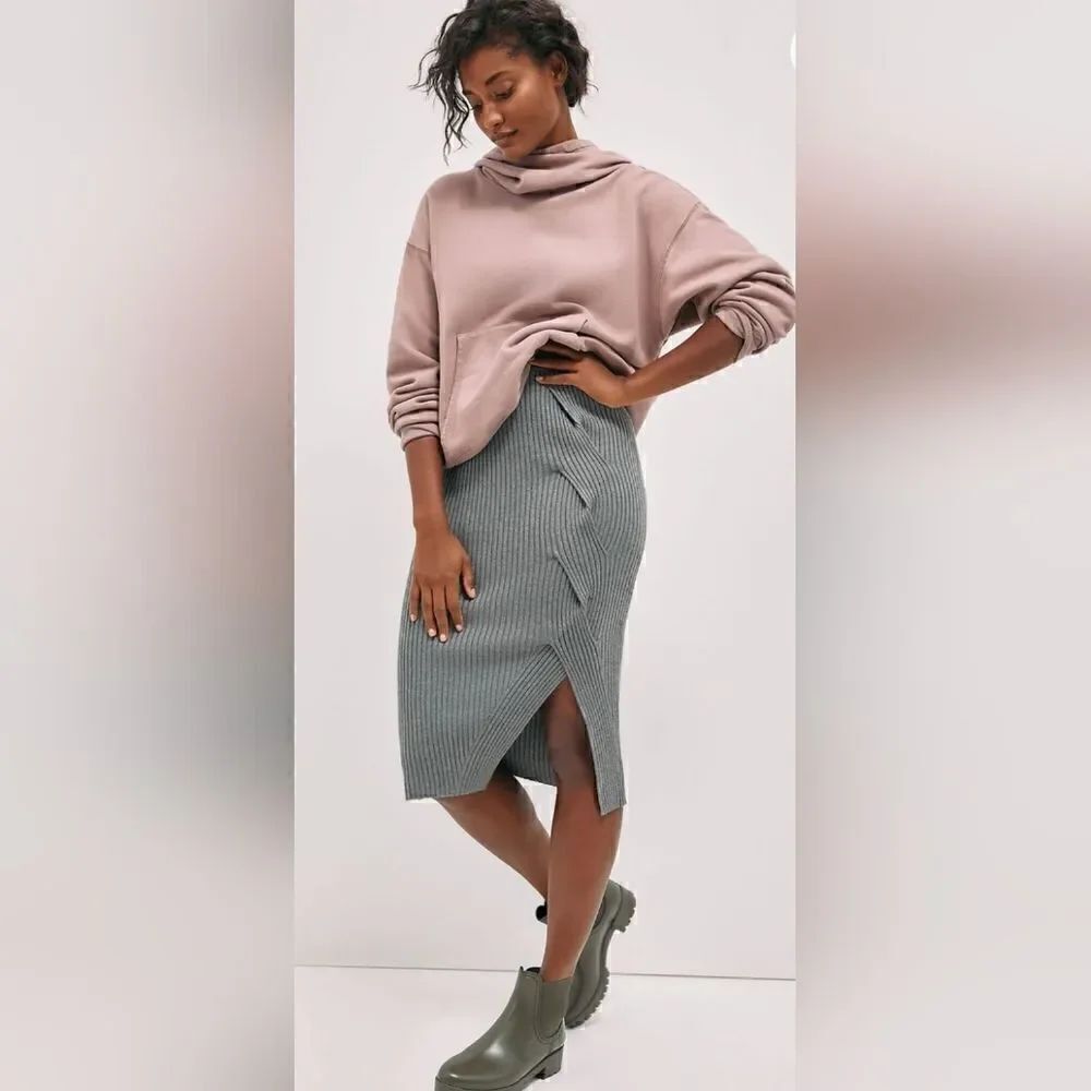 Maeve Anthropologie Knit Midi Skirt M Fairy Grunge Rebel Punk Lagenlook